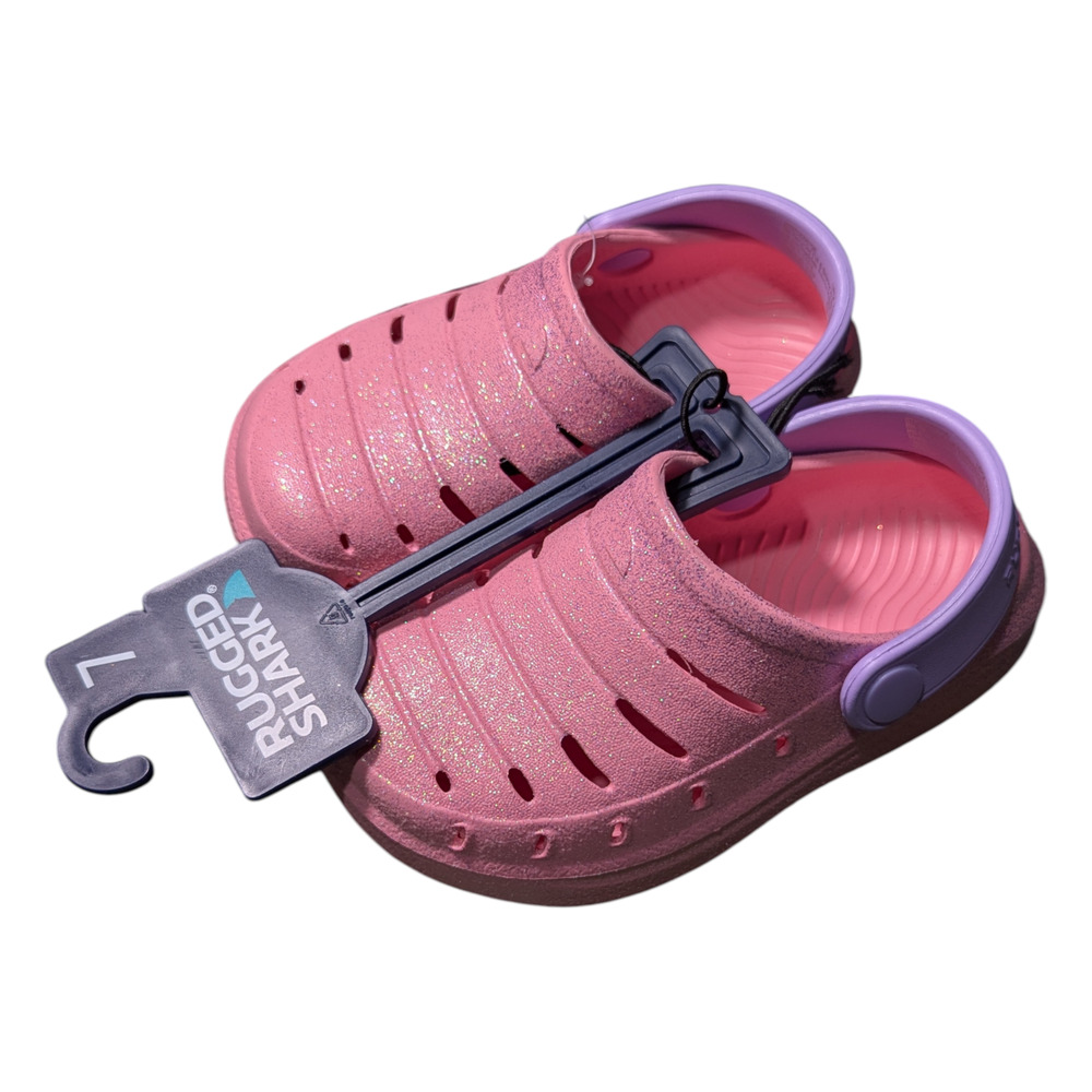 Rugged Shark - Toddler Clogs - Featuring A Bright Pink Sparkle Color -Size 7-NWT